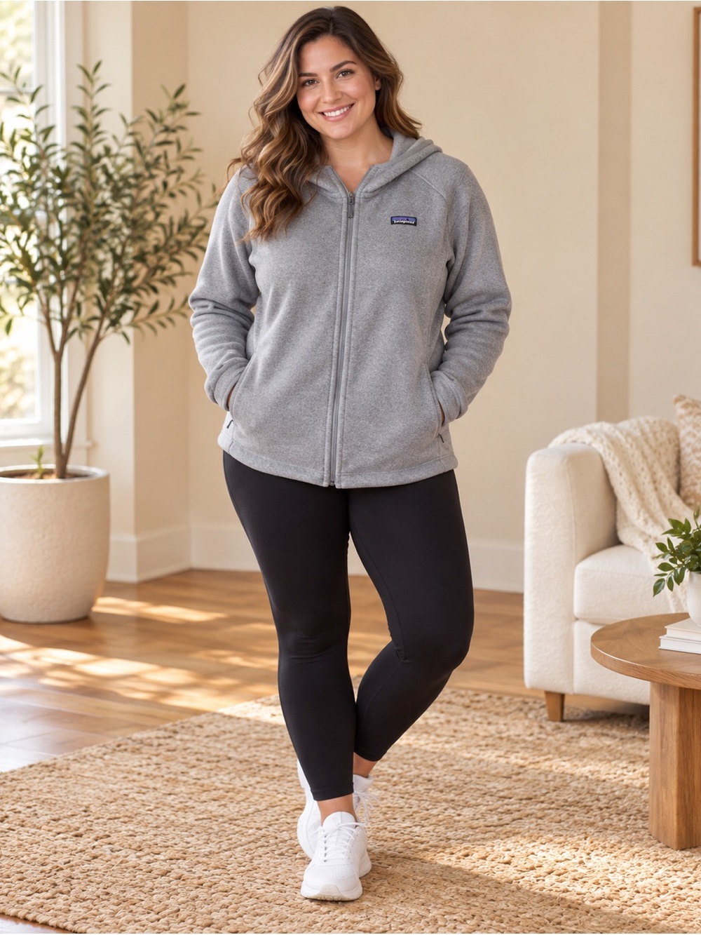 Patagonia women’s XL Gray Hooded Full-Zip Fleece Jacket